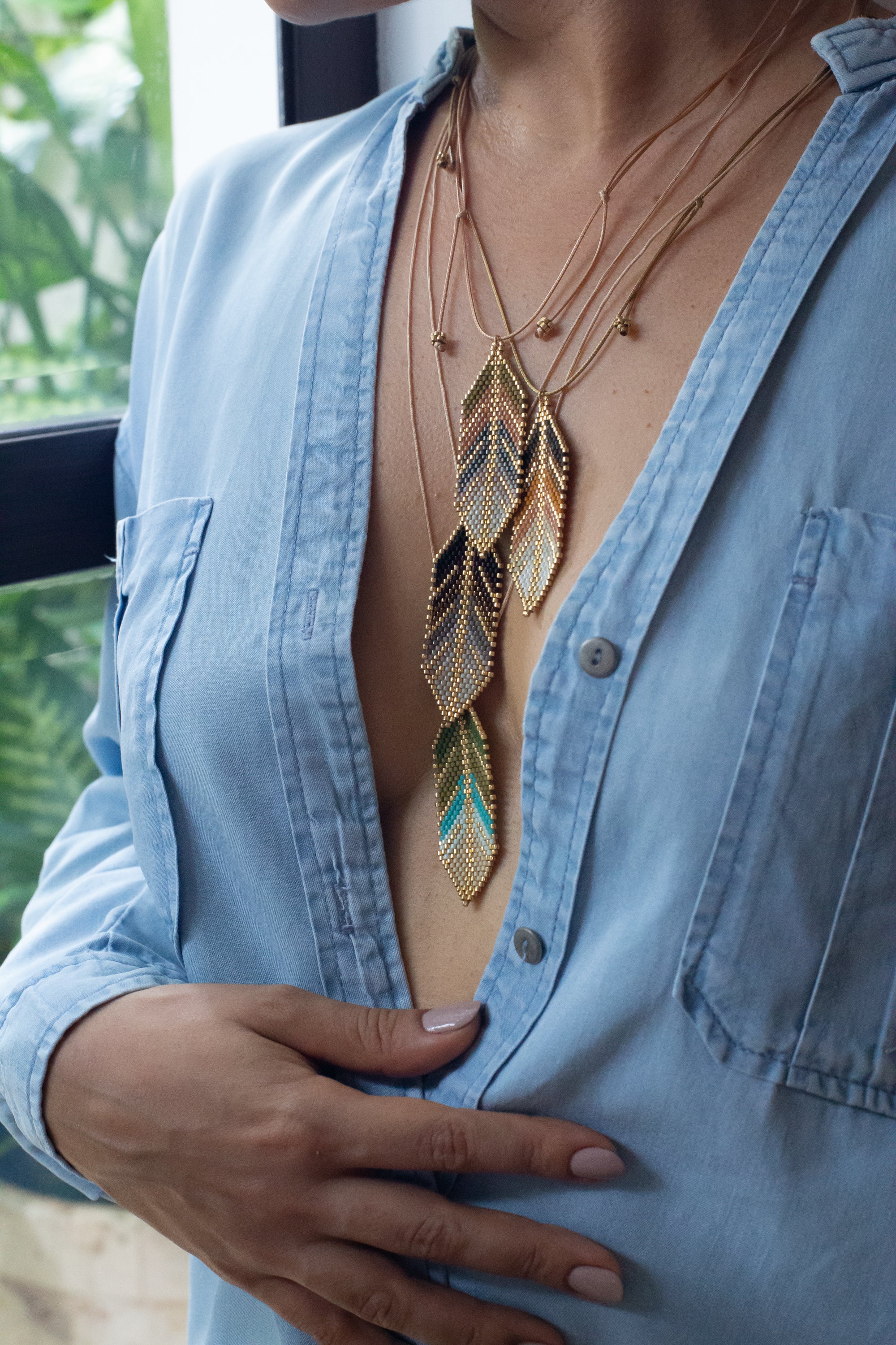 Ana Peregrina Large Pluma Necklace - Gold