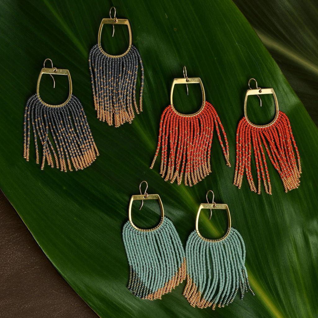 Beaded Peacock Earrings