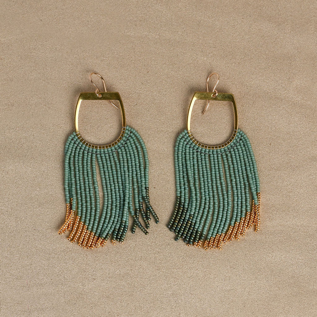Beaded Peacock Earrings