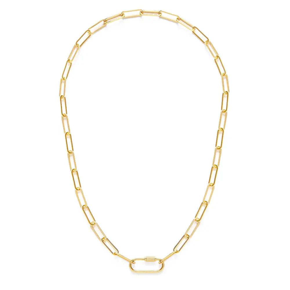 Paperclip Chain Necklace with Carabiner