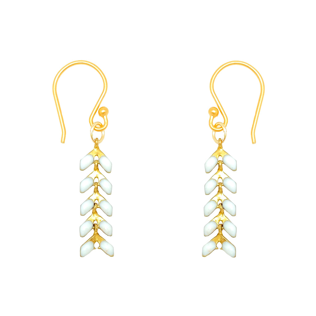 Enamel Cascade Earrings - Short - White