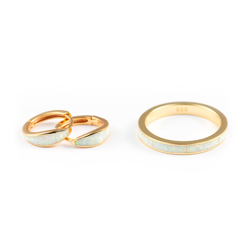 Teeny Opal Huggie Hoops