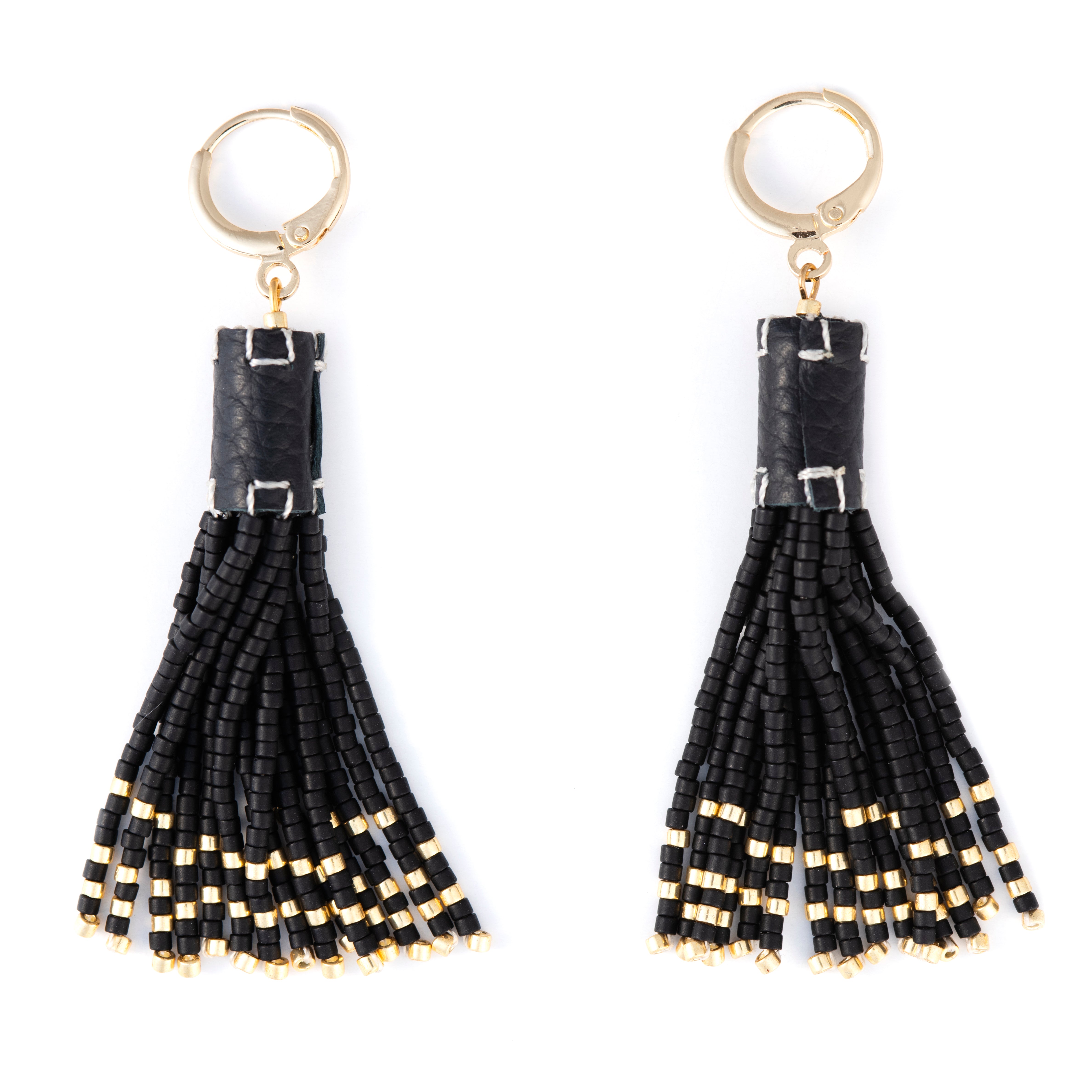 Ana Peregrina Rain Earrings - Black & Gold