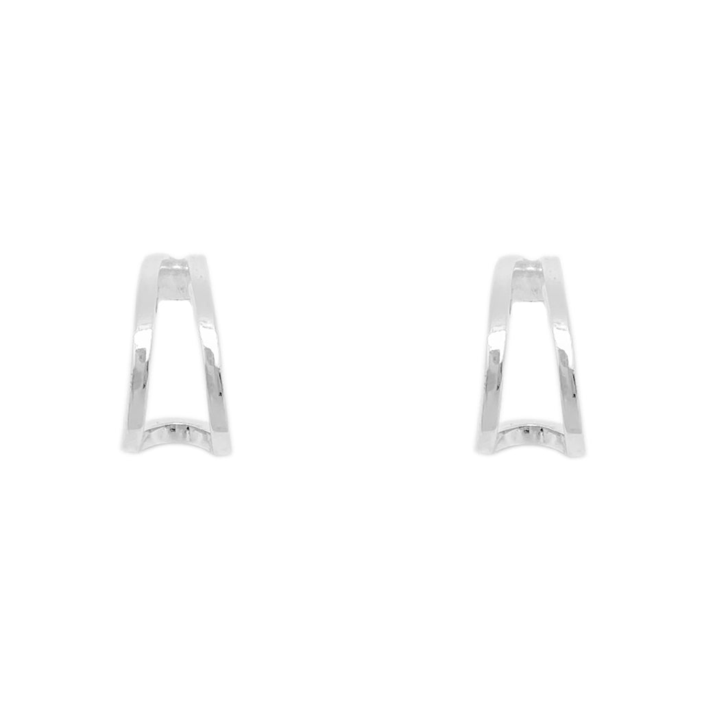 Tiny Charm Post Earrings - Double Hoop
