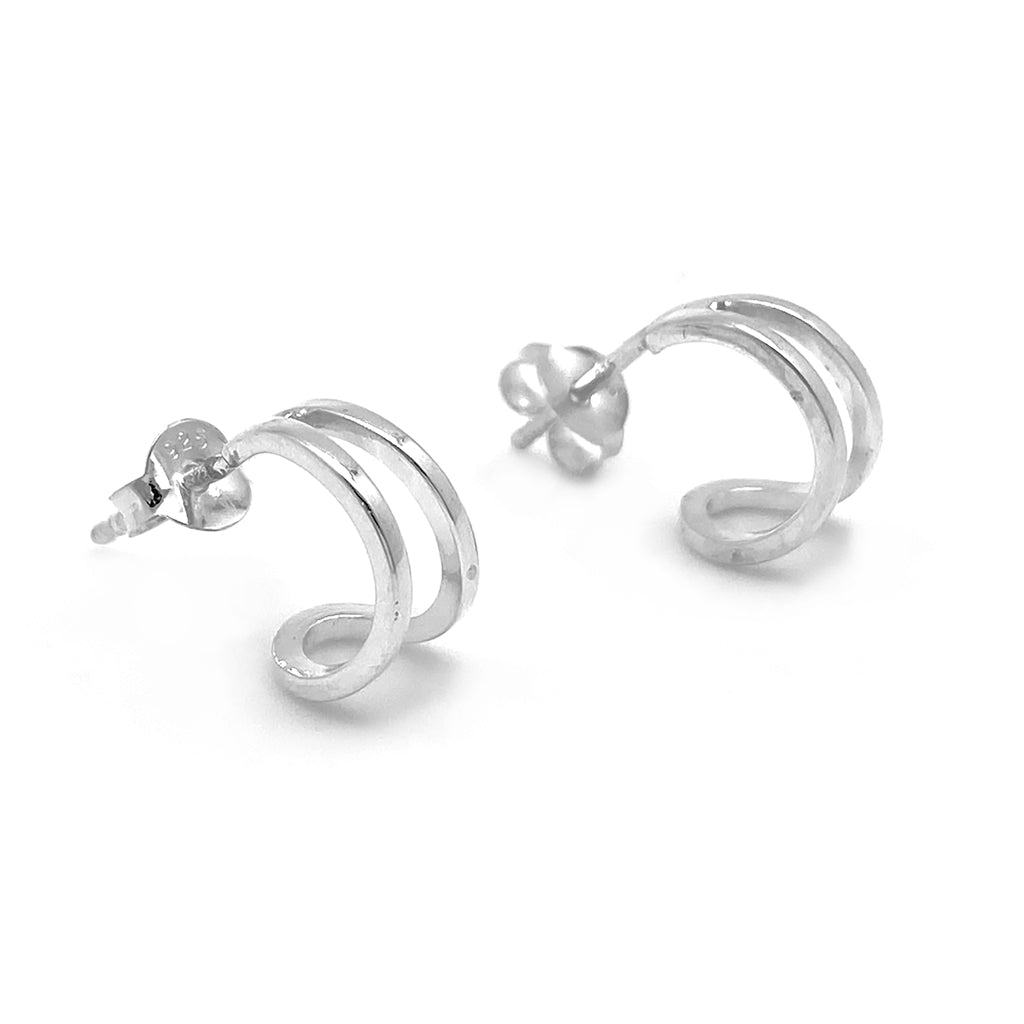 Tiny Charm Post Earrings - Double Hoop