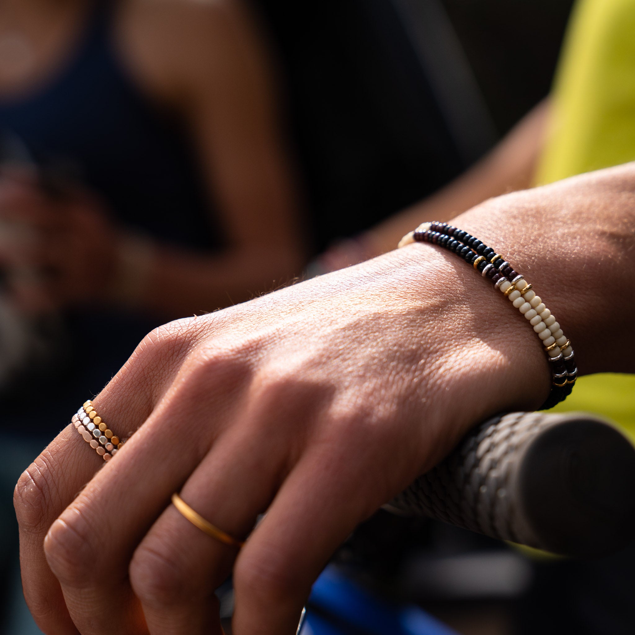 Sun Disc set of three rings are sleek and durable, these are a Bronwen Jewelry staple for travel and everyday adventure