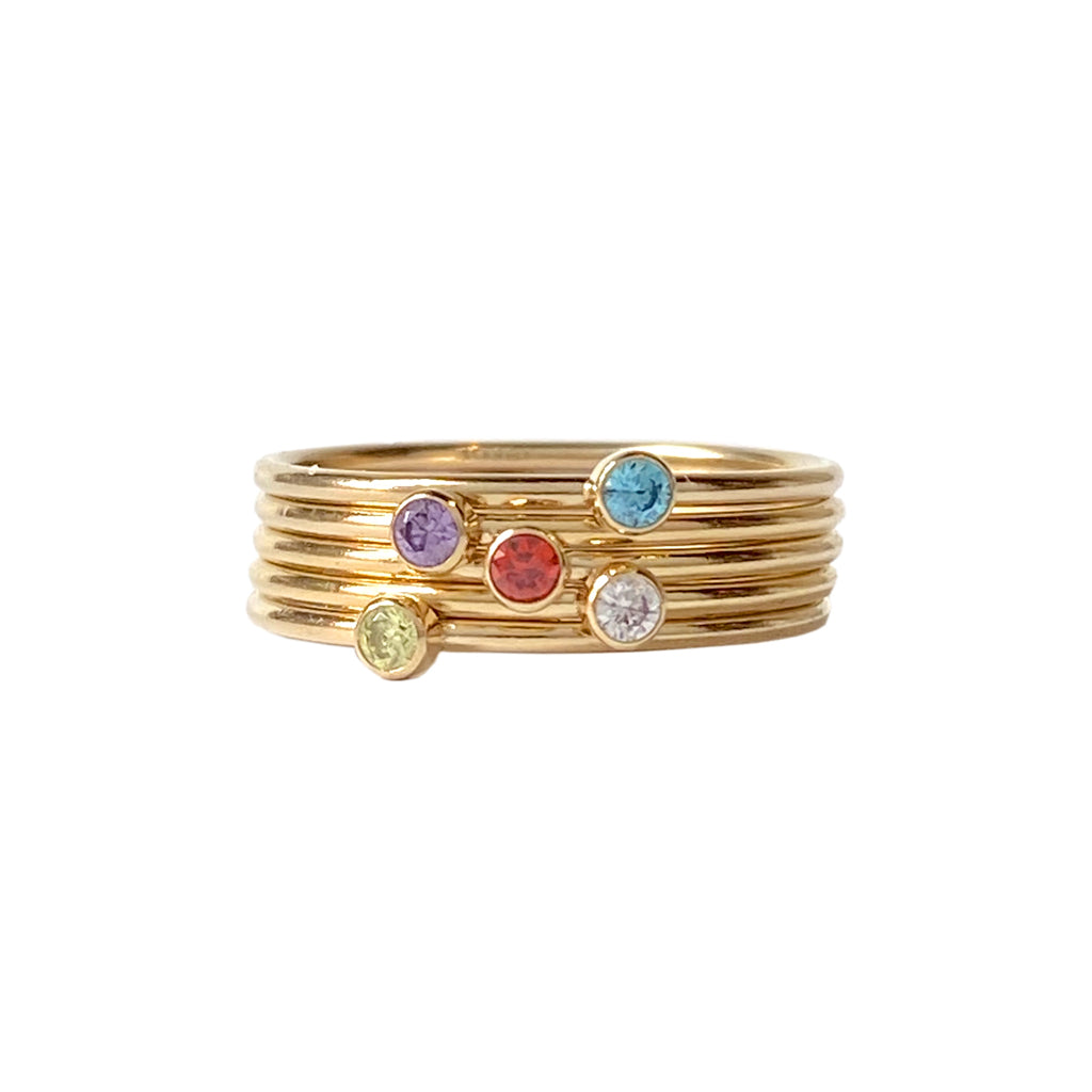 Final Sale - Stacking Birthstone Rings - Gold