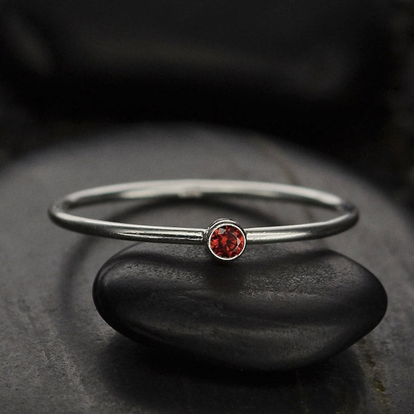 FINAL SALE - Stacking Birthstone Rings - Silver