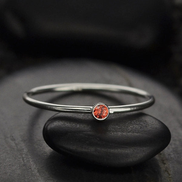 FINAL SALE - Stacking Birthstone Rings - Silver