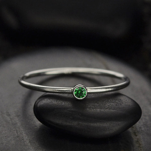 FINAL SALE - Stacking Birthstone Rings - Silver