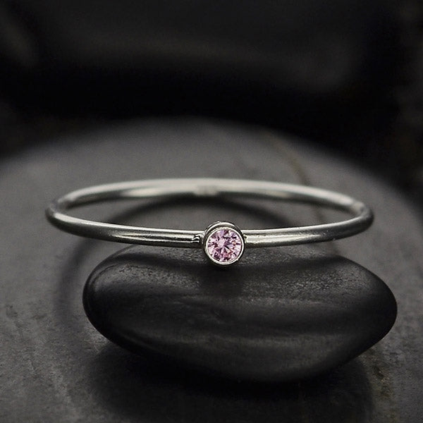 FINAL SALE - Stacking Birthstone Rings - Silver