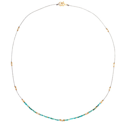 Journey necklaces are elegant and easy with tiny gemstones and mixed metals. Durable, delicate, decidedly Bronwen Jewelry.