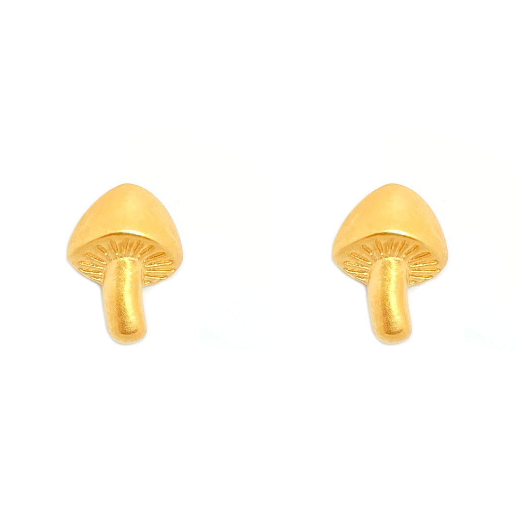 Tiny Charm Post Earrings - Mushroom