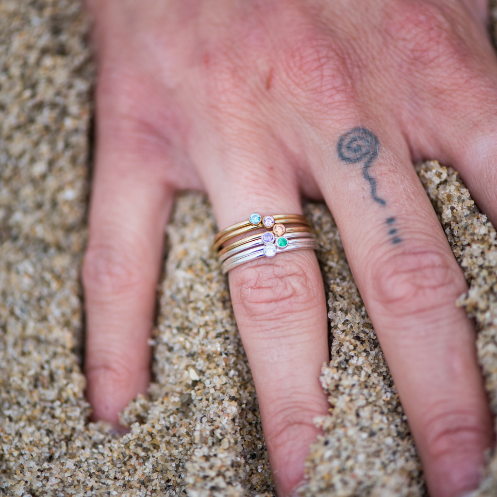 FINAL SALE - Stacking Birthstone Rings - Silver