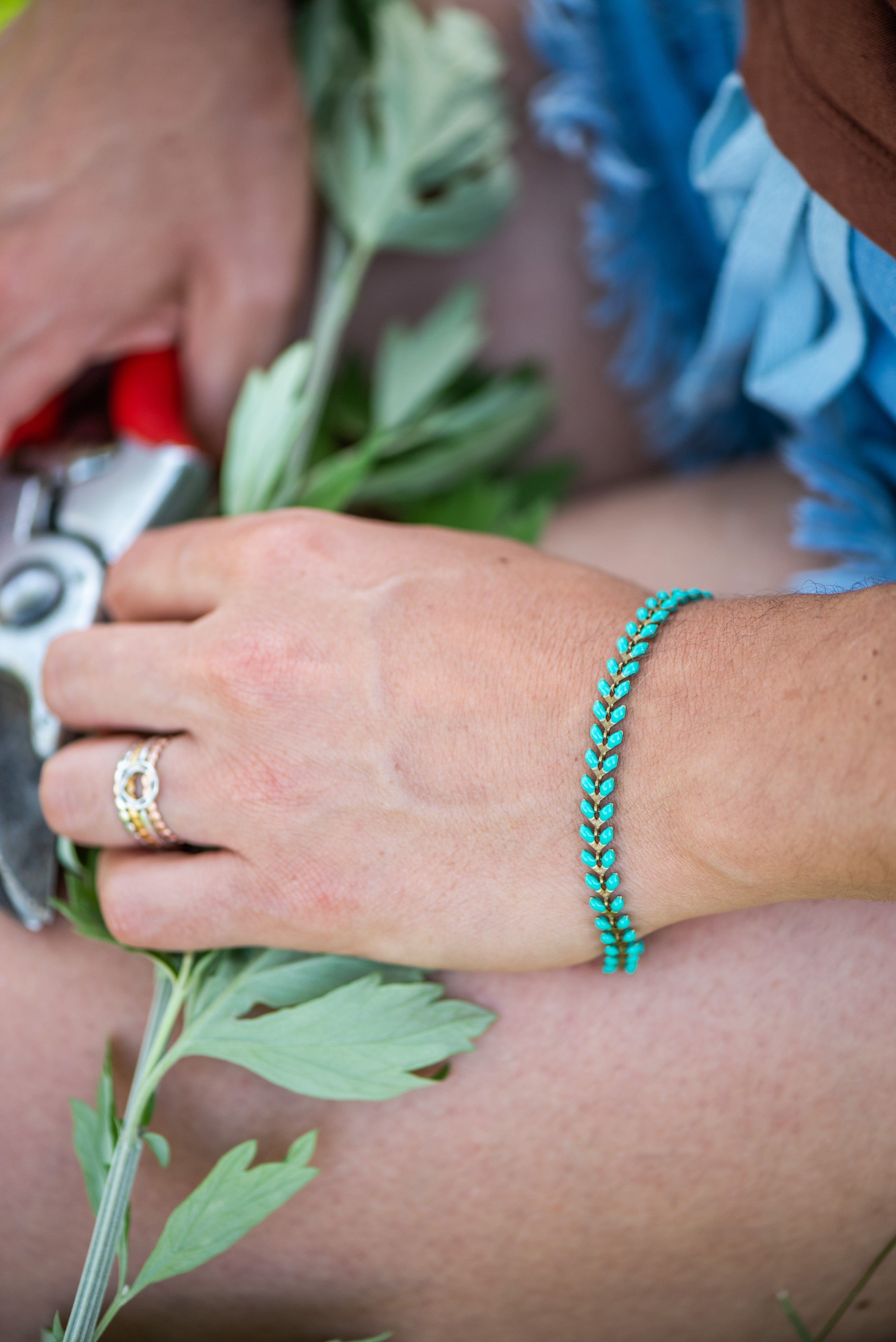 Enamel Cascade Bracelet - Aqua