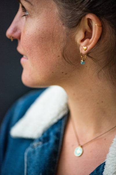 Gemstone Nugget Earrings - Apatite