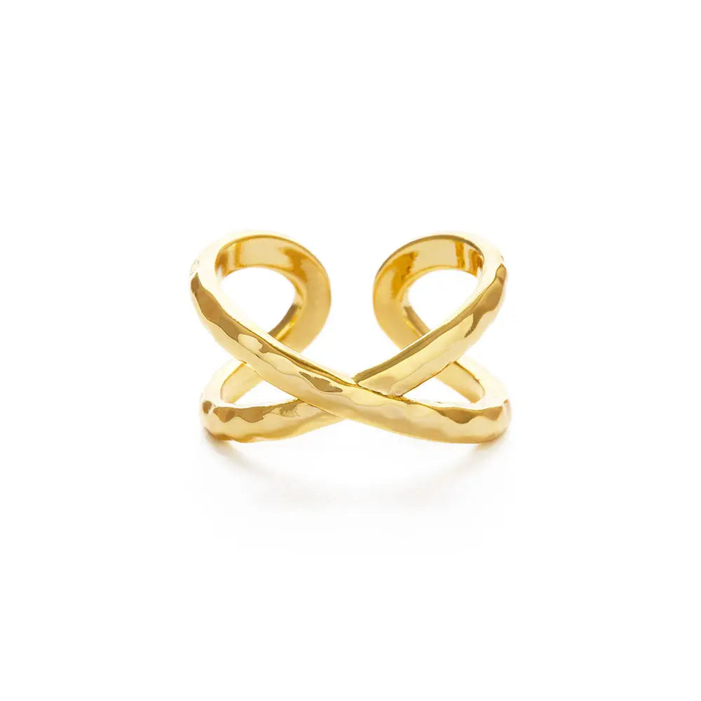 Crossover Hammered Cuff Ring