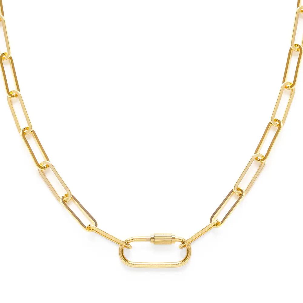 Paperclip Chain Necklace with Carabiner
