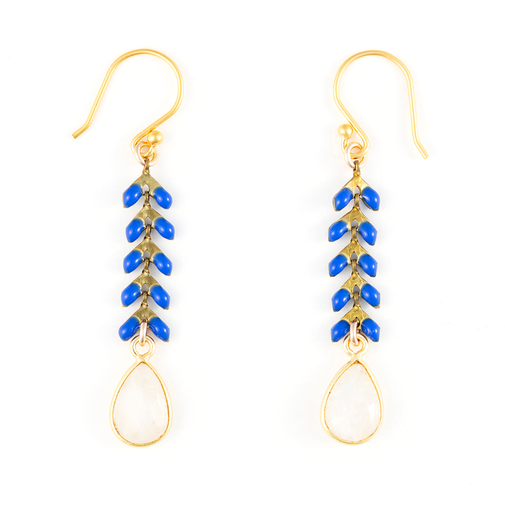 Enamel Cascade Drop Earrings - Lapis