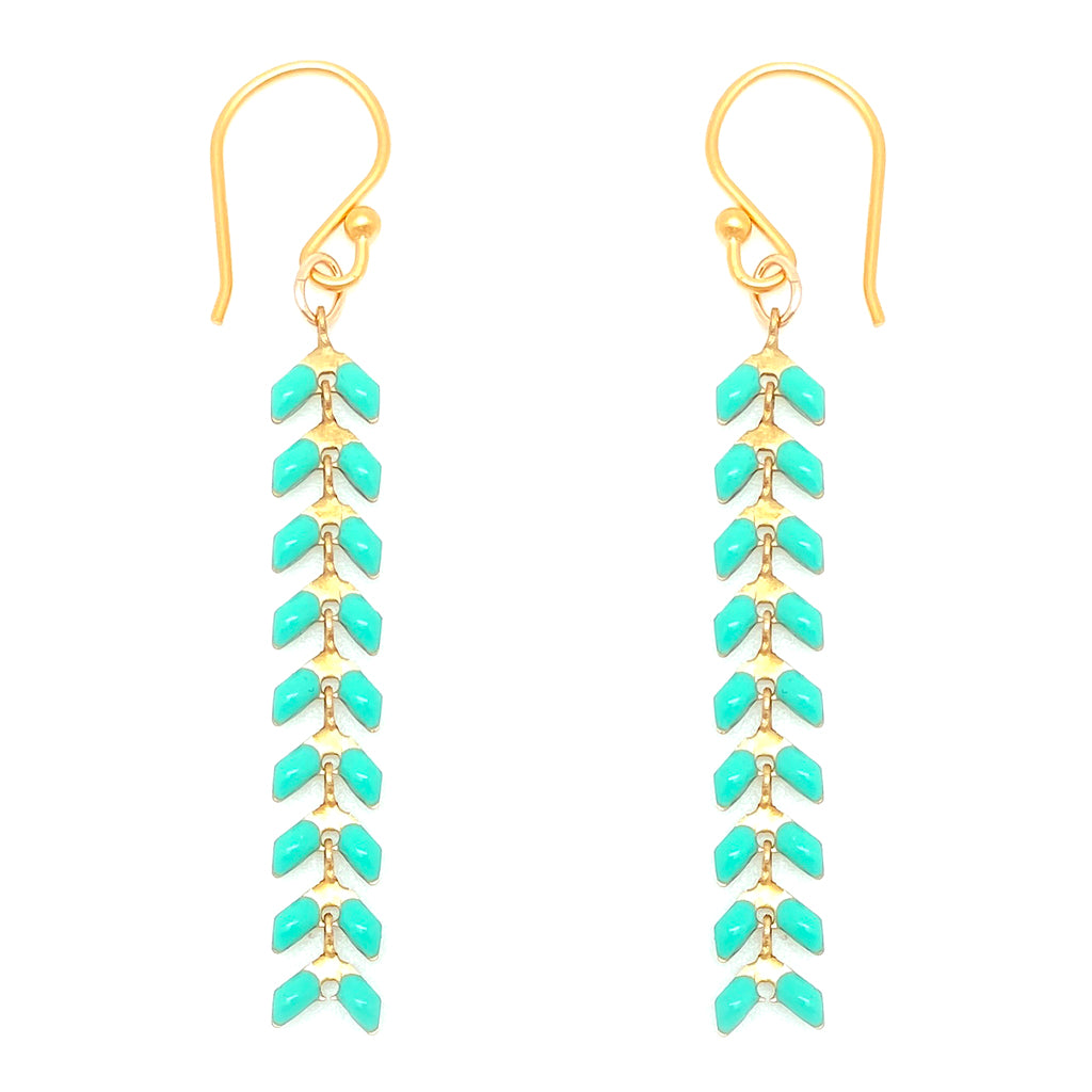 Enamel Cascade Earrings - Medium - Aqua