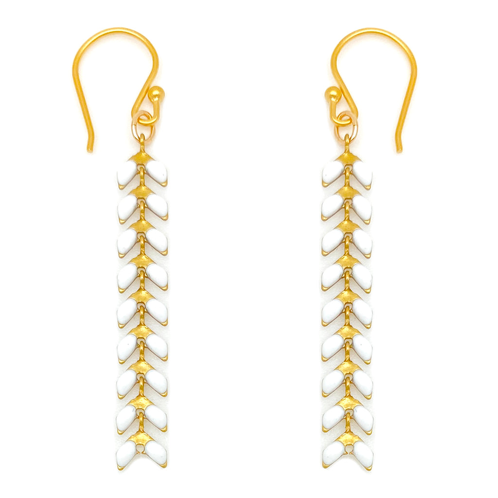 Enamel Cascade Earrings - Medium - White