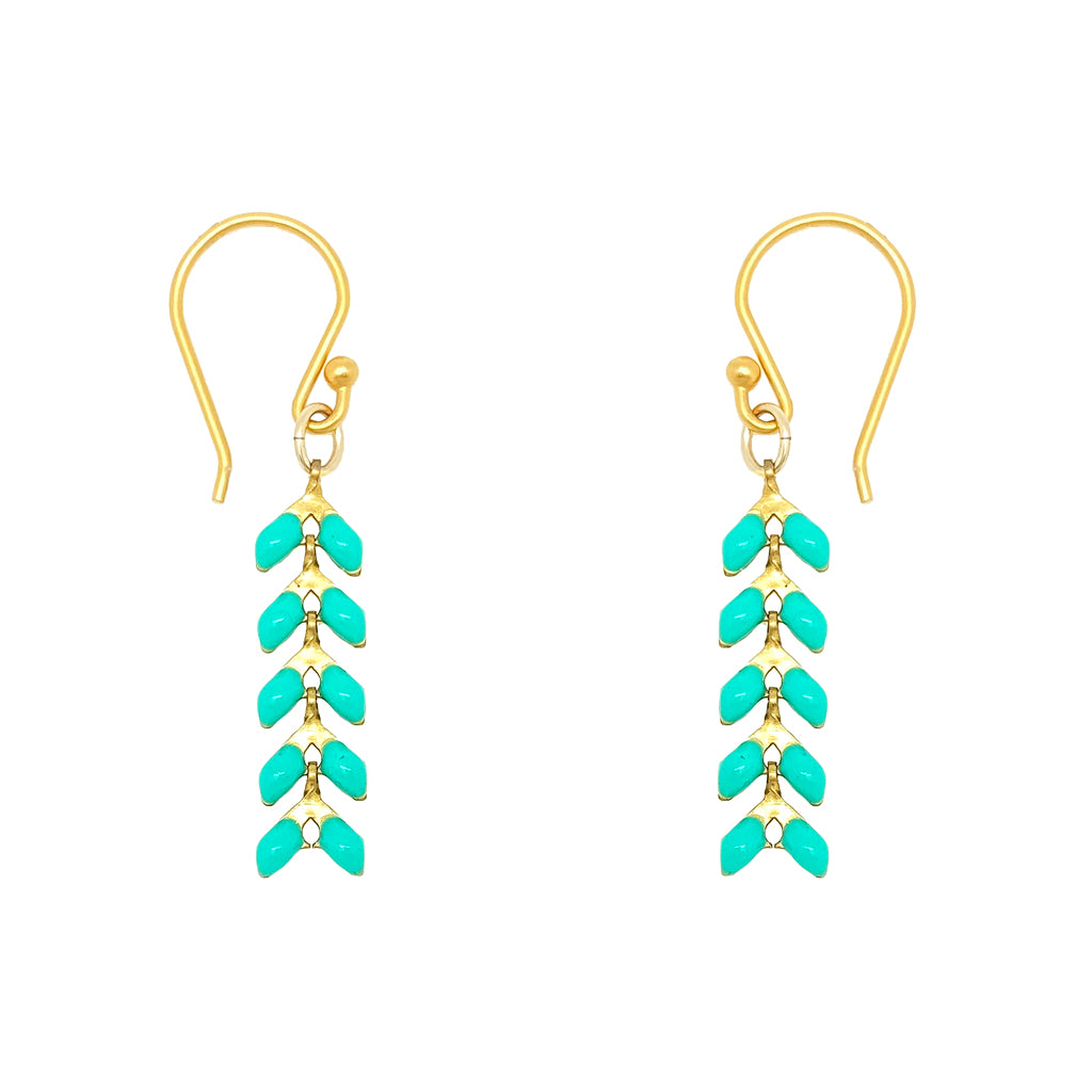 Enamel Cascade Earrings - Short - Aqua