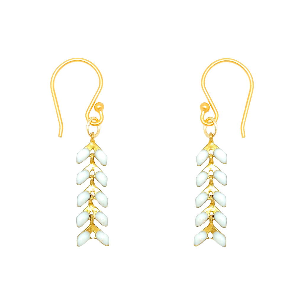 Enamel Cascade Earrings - Short - White