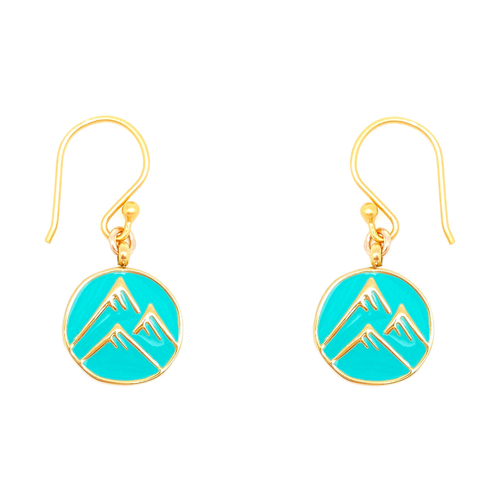 Enamel Charm Earrings - Aqua Mountain Peaks