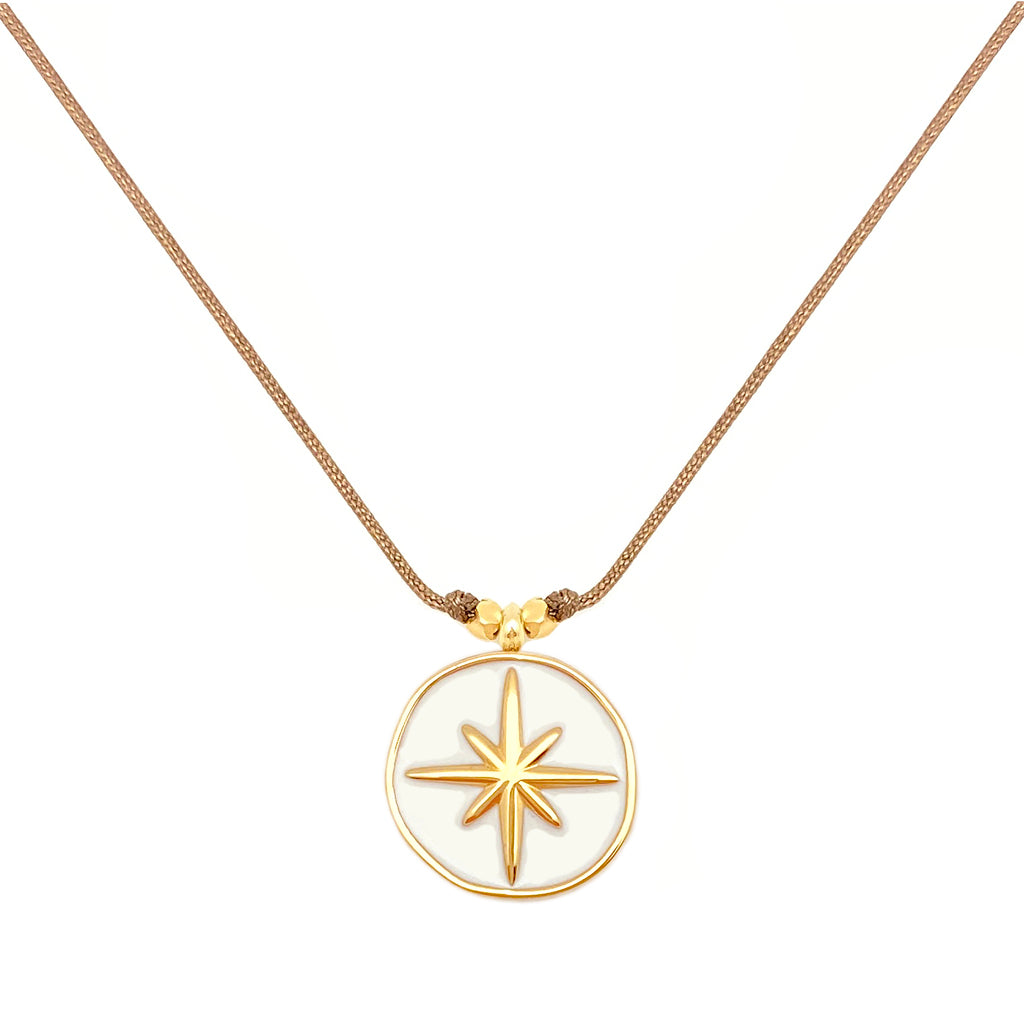Enamel Charm Necklace - White Compass