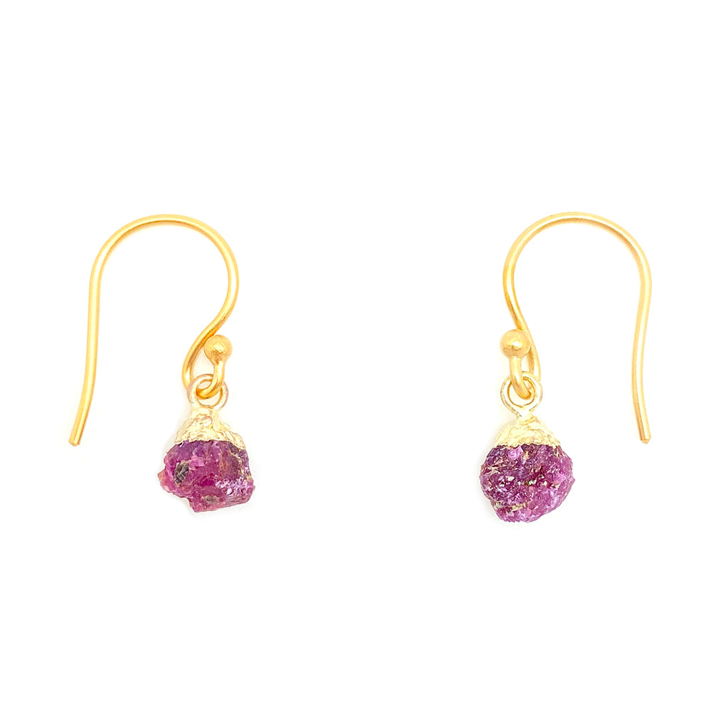 Gemstone Nugget Earrings - Ruby