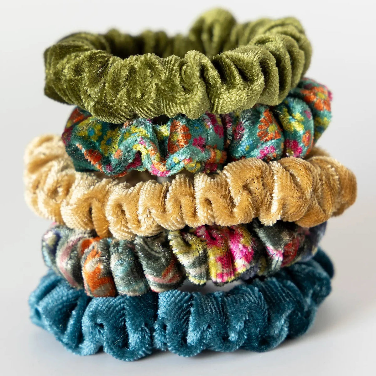 Velvet Scrunchies, Set of 5