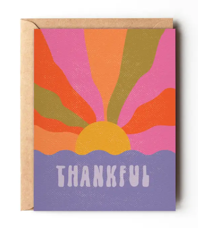 Thankful - Hippie Retro Appreciation Greeting Card