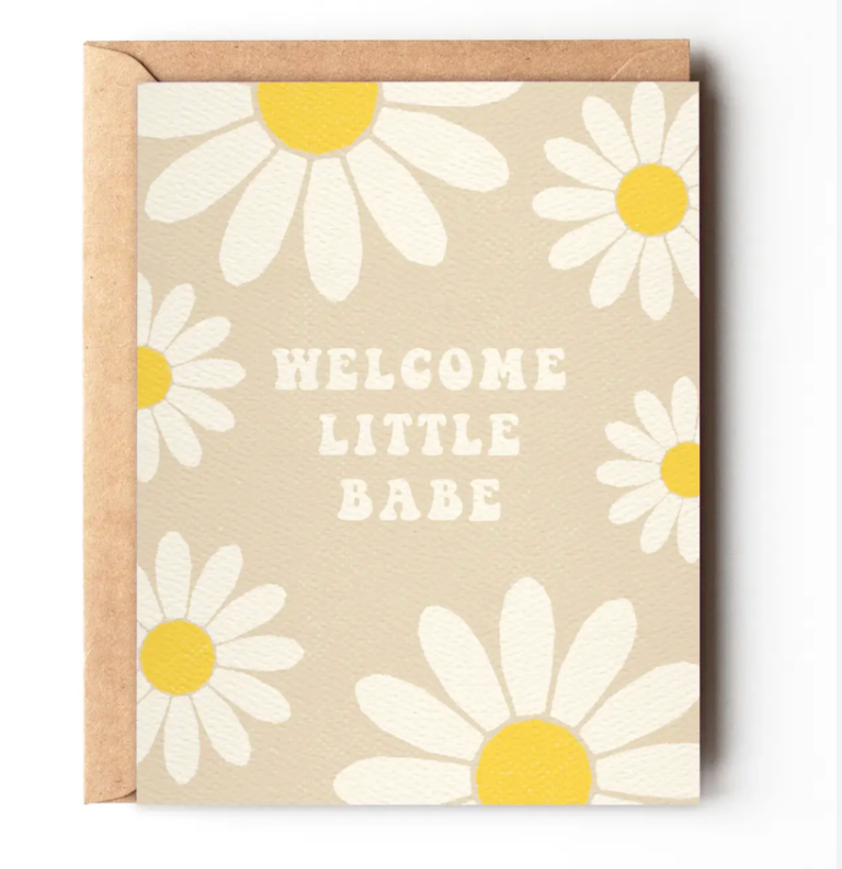 Welcome Little Babe - Boho Hippie New Baby Card