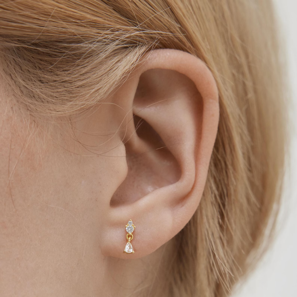 Main Character Single Earring - CZ Dangle Post