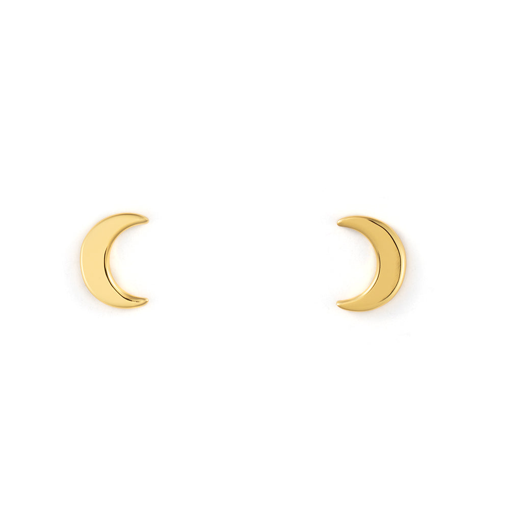 Tiny Charm Post Earrings - Crescent Moon