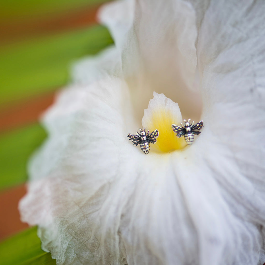 Tiny Charm Post Earrings - Honey Bee