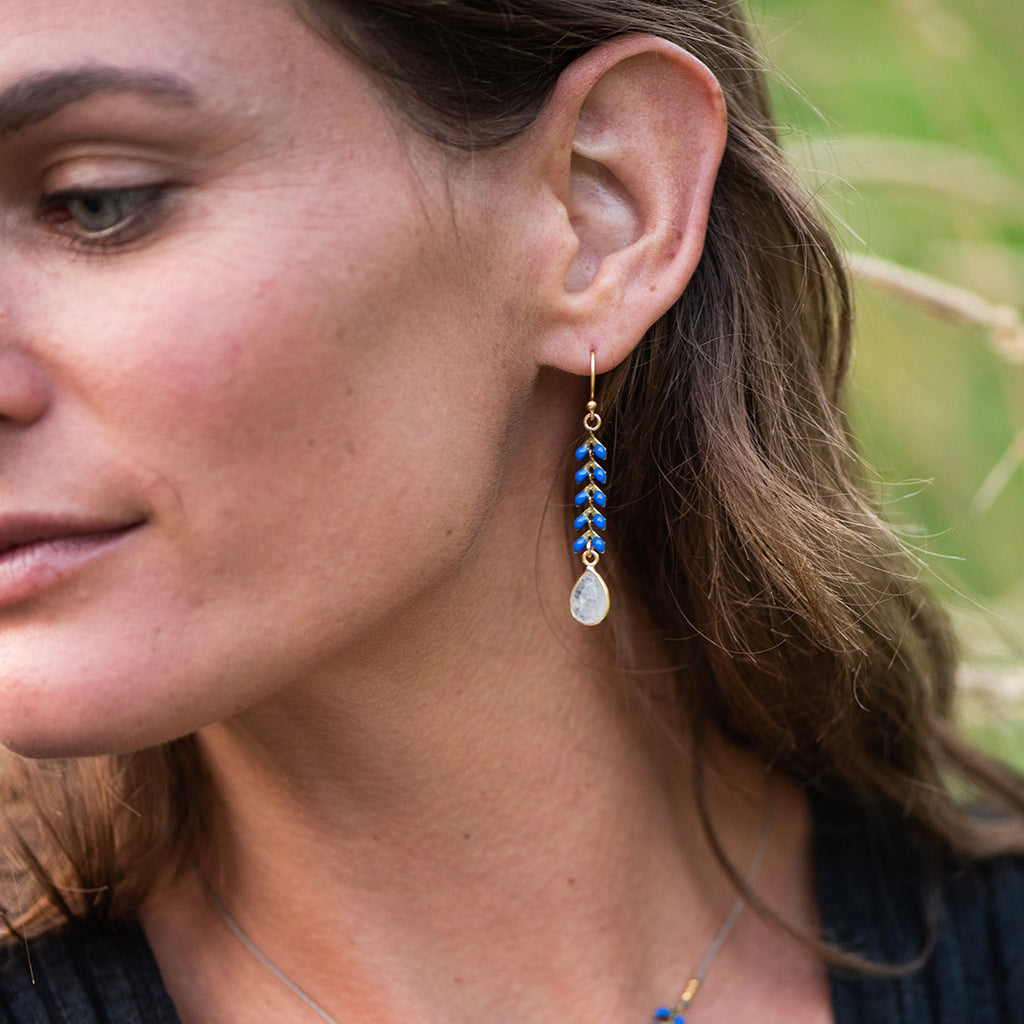 Enamel Cascade Drop Earrings - Lapis