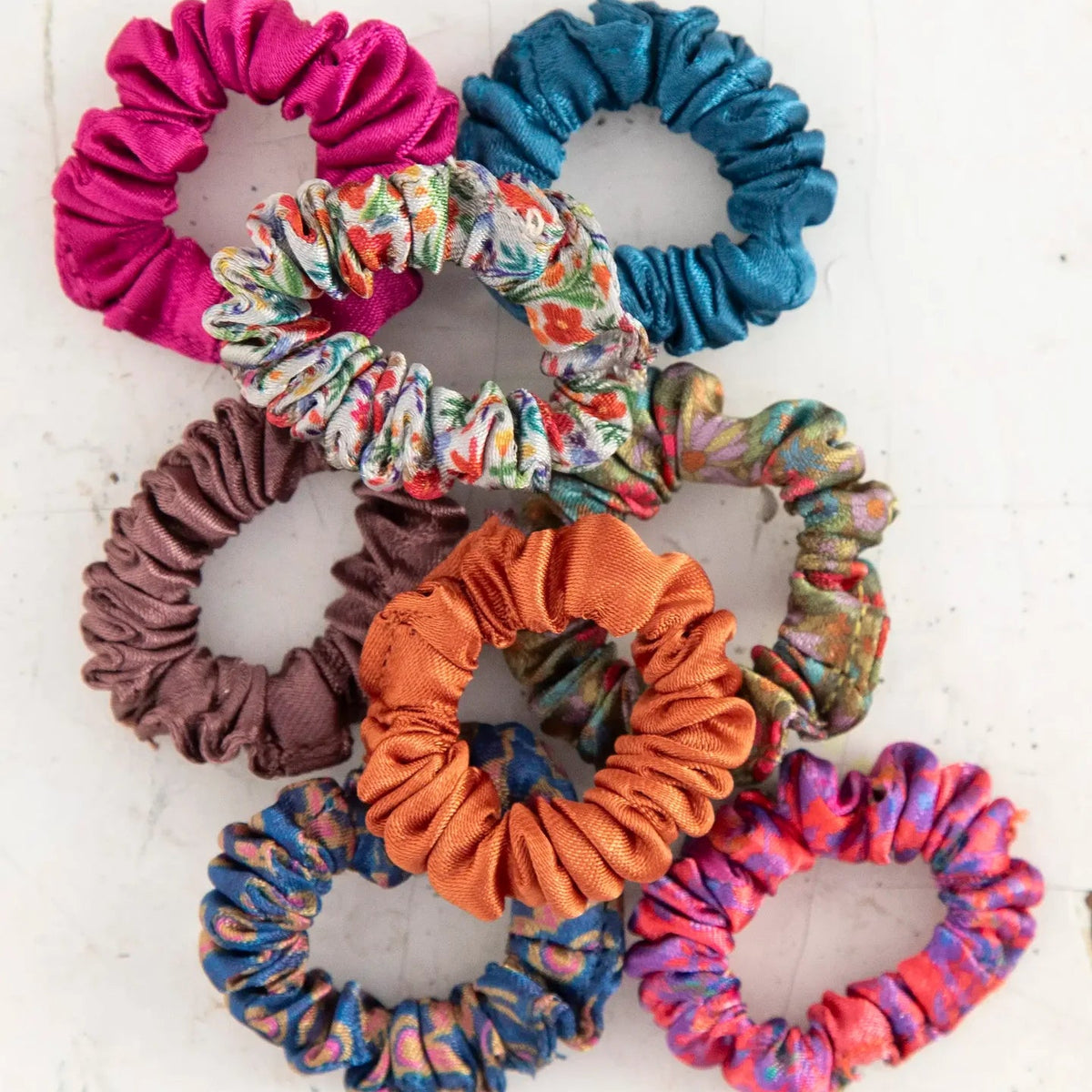 Mini Satin Scrunchies, Set of 8