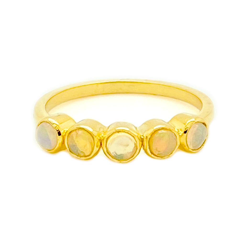 5 Dot Opal 14k Solid Gold ring