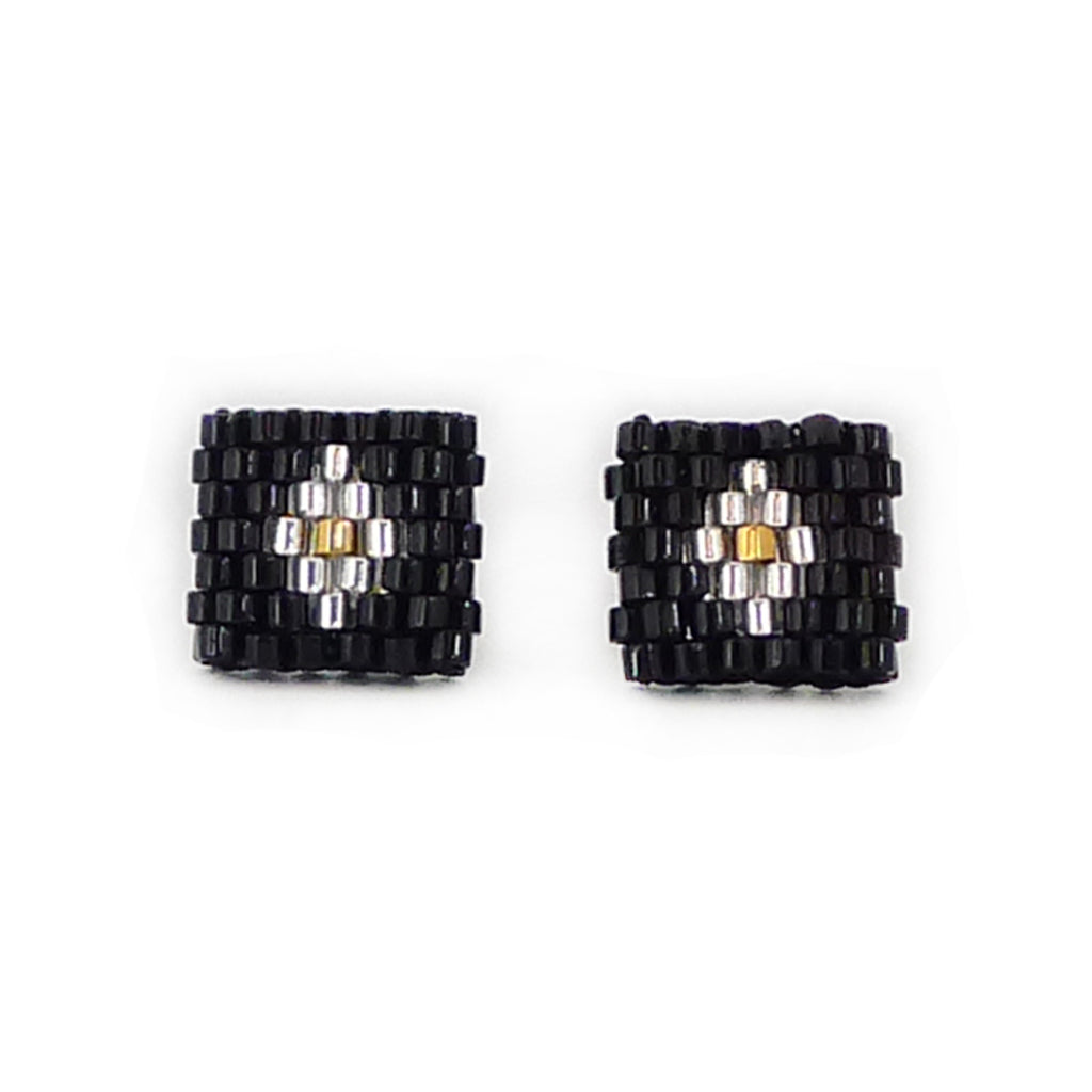 Beaded Aurelia Post Earrings - Black