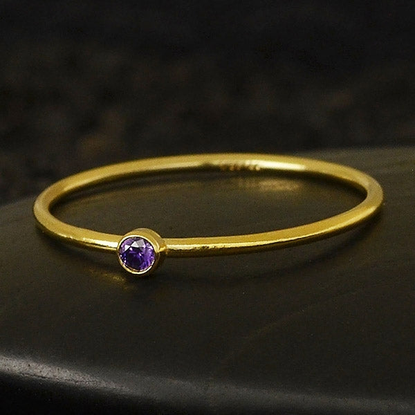 Final Sale - Stacking Birthstone Rings - Gold