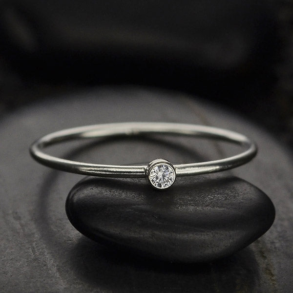 Final Sale - Stacking Birthstone Rings - Silver