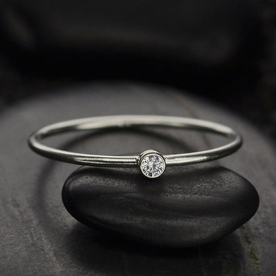 Stacking Birthstone Rings - Silver