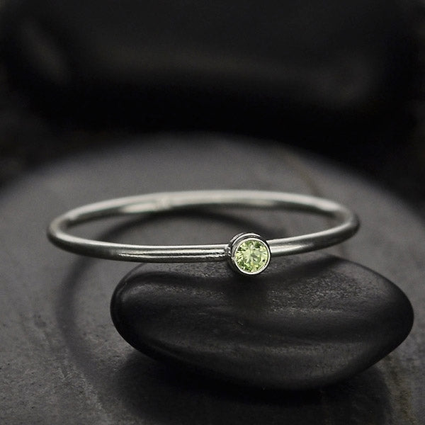 Final Sale - Stacking Birthstone Rings - Silver