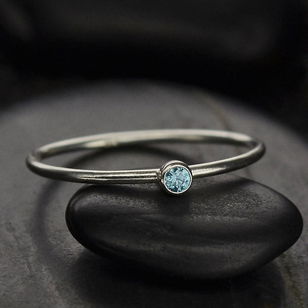 Final Sale - Stacking Birthstone Rings - Silver