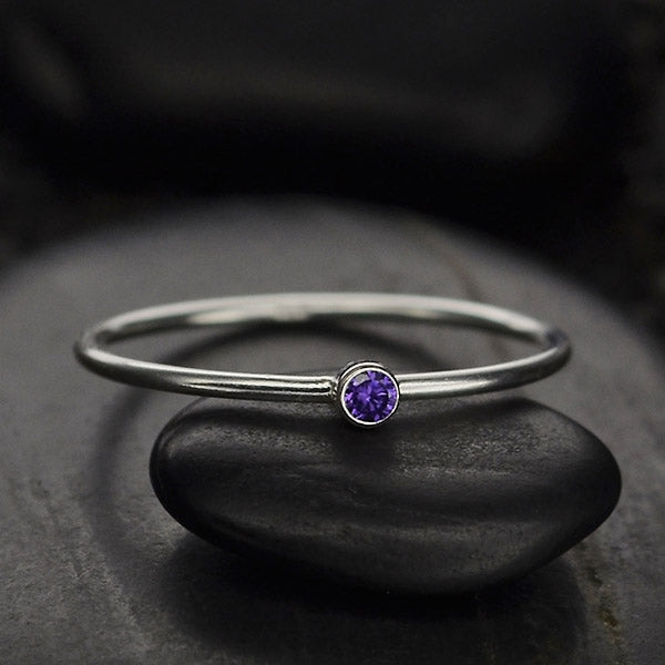 Final Sale - Stacking Birthstone Rings - Silver