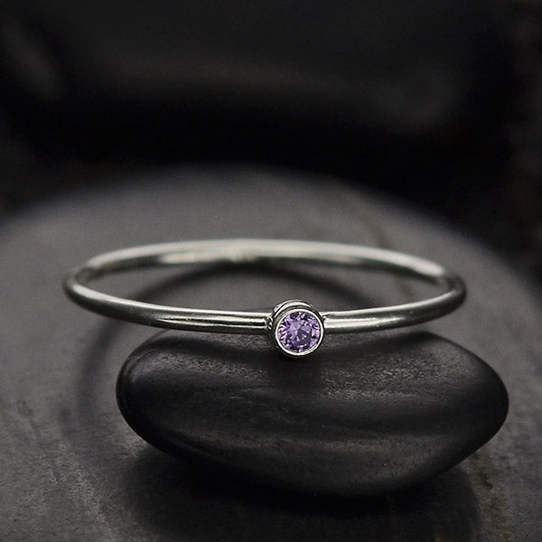 Final Sale - Stacking Birthstone Rings - Silver