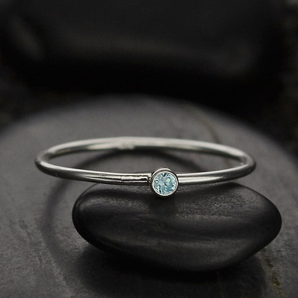 Final Sale - Stacking Birthstone Rings - Silver