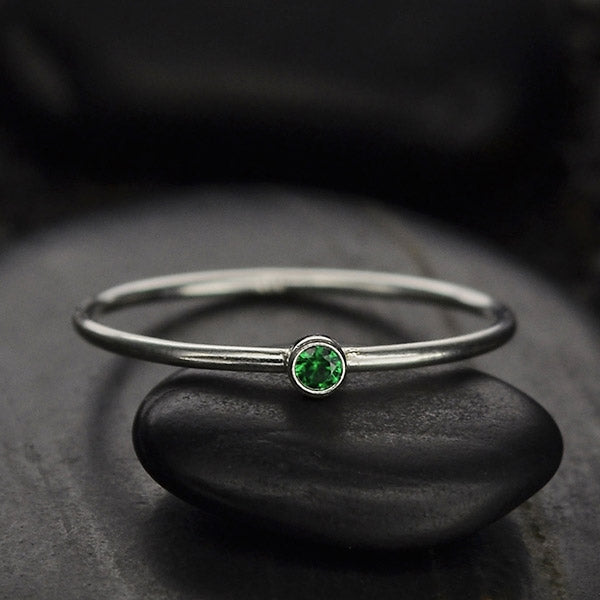Stacking Birthstone Rings - Silver