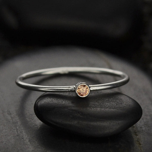 Final Sale - Stacking Birthstone Rings - Silver